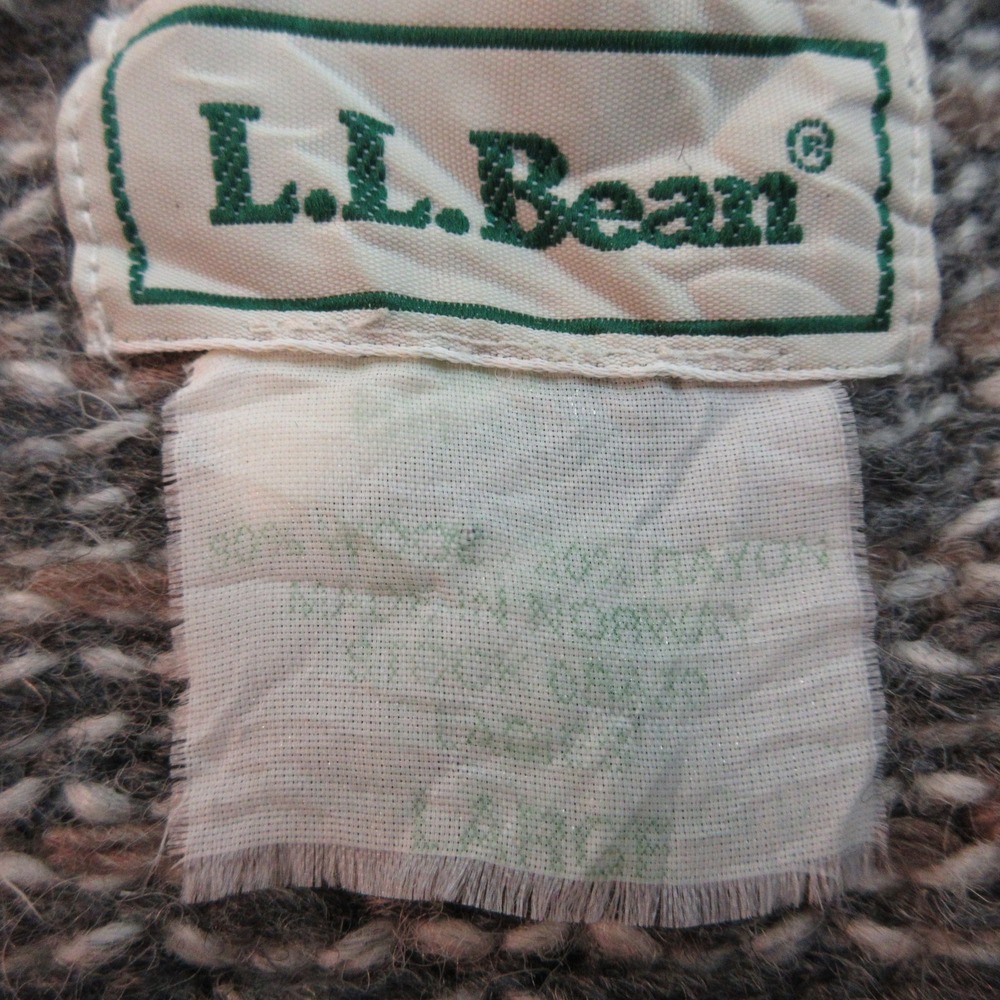 L.L. Bean Gray Patterned Nordic Wool Blend Cardigan Sweater - Picture 5 of 10